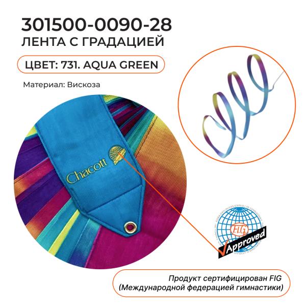 Лента 6 м CHACOTT 301500 0090-98 (FIG, Вискоза, 731. Aqua Green, Градиентная)